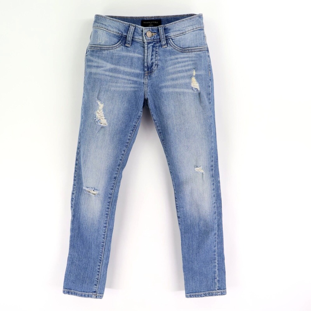 Banana Republic Skinny Jeans Distressed Womens‎ 0 Blue Light Wash Denim Low Rise
